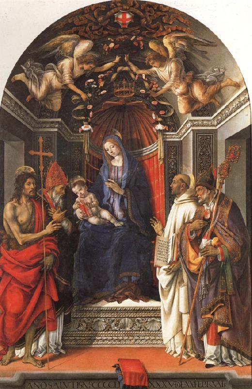 Filippino Lippi Madonna and Child Enthroned with SS.John the Baptist,Victor,Ber-nard,and Zenbius France oil painting art